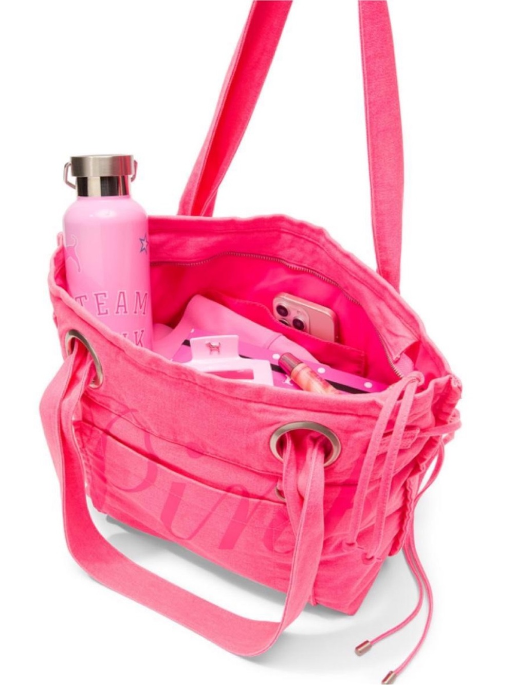 Victoria’s Secret PINK Neon Pink Canvas Tote Bag 💖 NWT